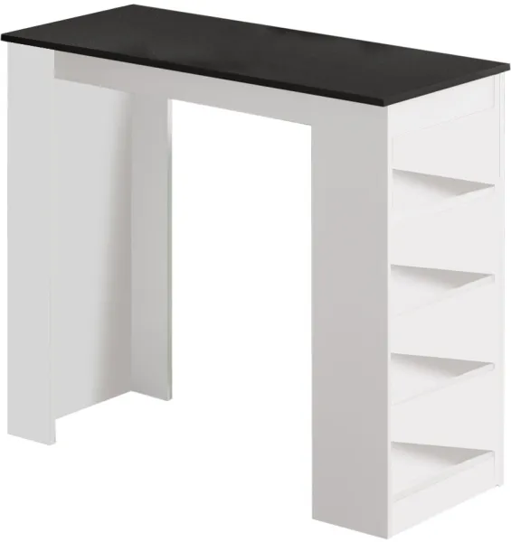 NORDVÄRK ST1 bar table, with 3 shelves - white and black melamine (120x51.6)