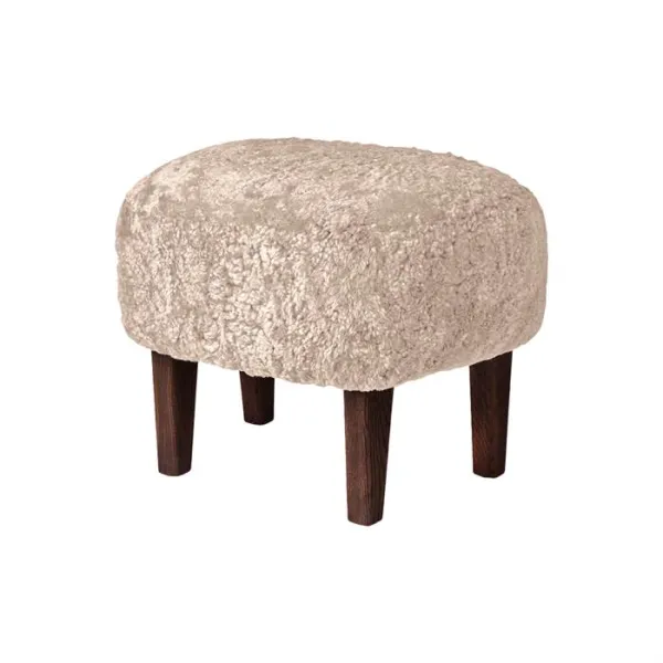 Audo Copenhagen Ingeborg footstool, sheepskin - Moonlight/smoked oak