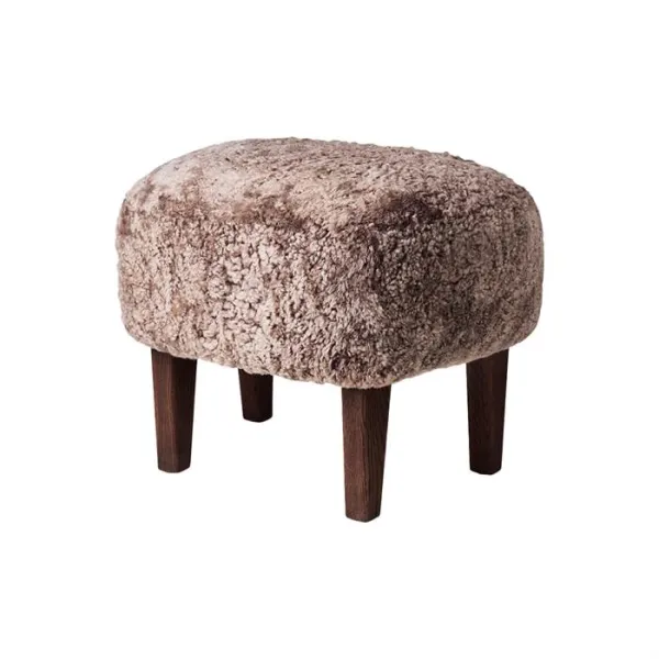 Audo Copenhagen Ingeborg footstool, sheepskin - Sahara/smoked oak