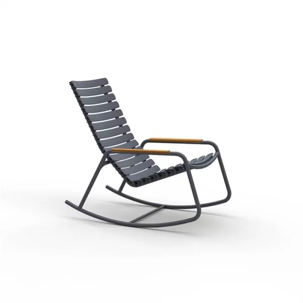 HOUE ReCLIPS rocking chair in recycled plastic with bamboo - Dark Grey