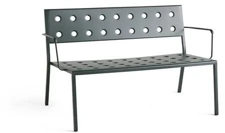 HAY Balcony Lounge Bench with Armrests Dark Forest