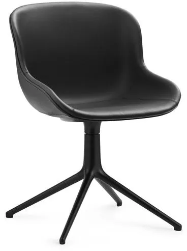 Normann Copenhagen Hyg Swivel Chair Upholstered Black Aluminium/Black Leather in 41599