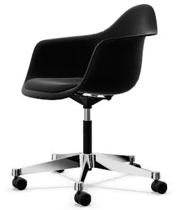 Vitra Eames Plastic PACC office chair with upholstered seat and swivel function Black/Deep Black