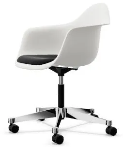 Vitra Eames Plastic PACC office chair with upholstered seat and swivel function Black/White