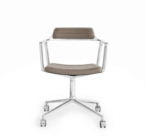 Vipp 452 Swivel Chair with Wheels Dark Sand/Aluminium