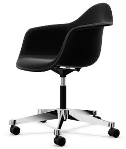 Vitra Eames Plastic PACC office chair with swivel function fully upholstered black/Hopsak F60