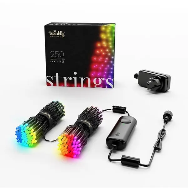 Twinkly Strings - 250 App-Controlled RGB LEDs. 20 Metres. Black Wire.
