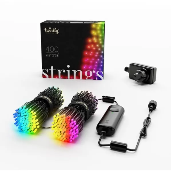 Twinkly Strings - 400 App-Controlled RGB LEDs. 32 Metres. Black Wire.