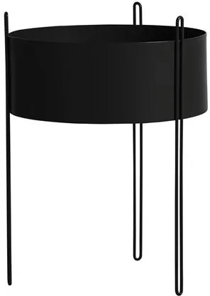 Woud Pidestall Plant Pot Large Black