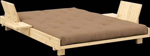 Karup Design Social Sofa bed with 2 backrests, side tables and mattress 140x200 Mocca/Light lacquered