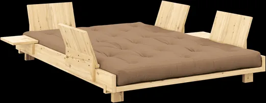 Karup Design Social Sofa bed with 4 backrests, side tables and mattress 140x200 Mocca/Light lacquered